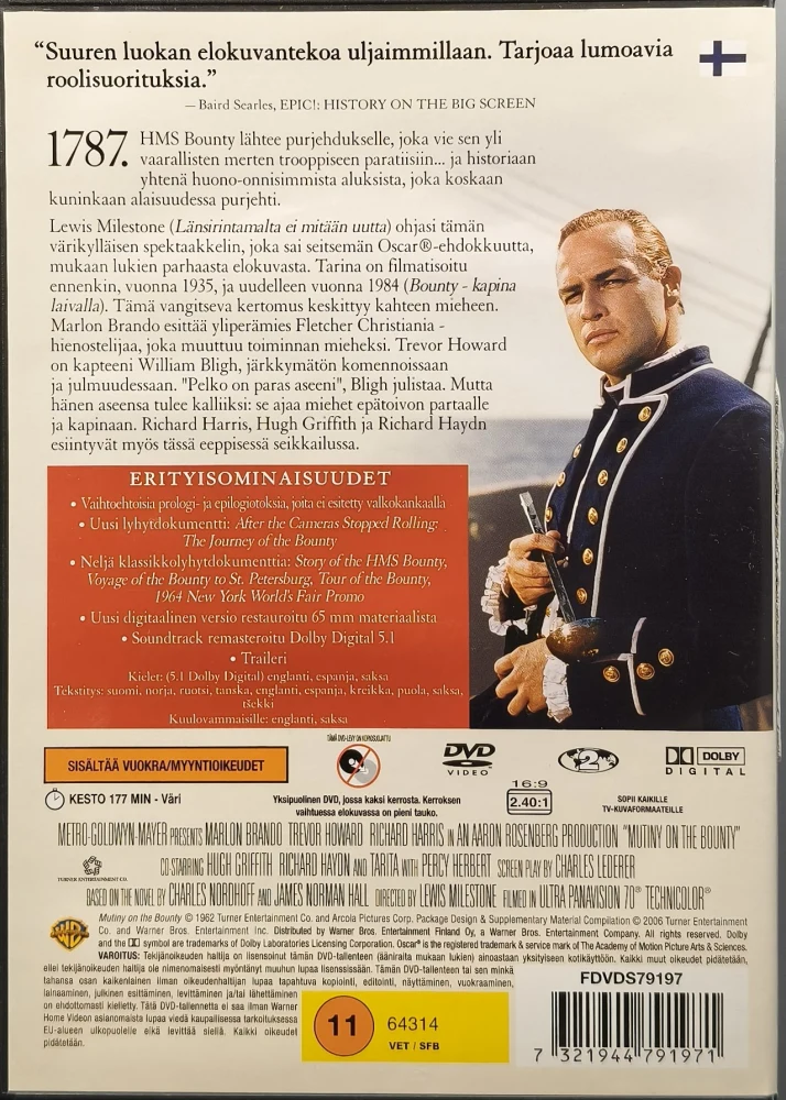 2 DVD) Marlon Brando: Kapina laivalla - Mutiny on the Bounty (1962) SUOMIKANNET