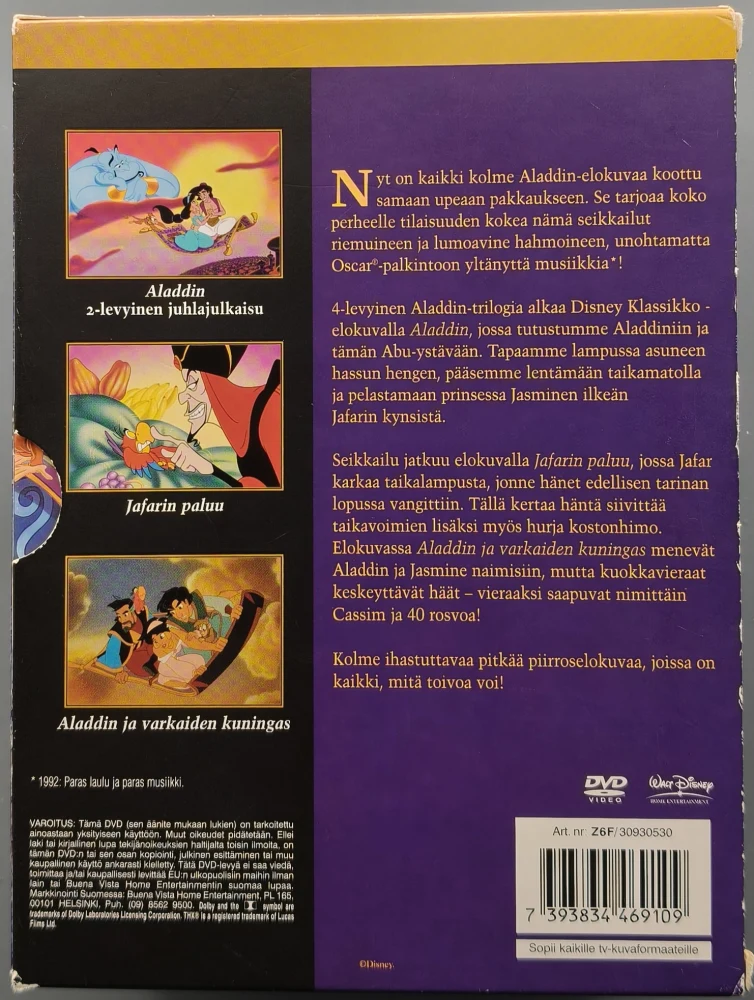 4 DVD BOKSI) ALADDIN - TRILOGIA - SUOMIPUHE/KANNET