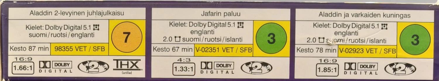 4 DVD BOKSI) ALADDIN - TRILOGIA - SUOMIPUHE/KANNET