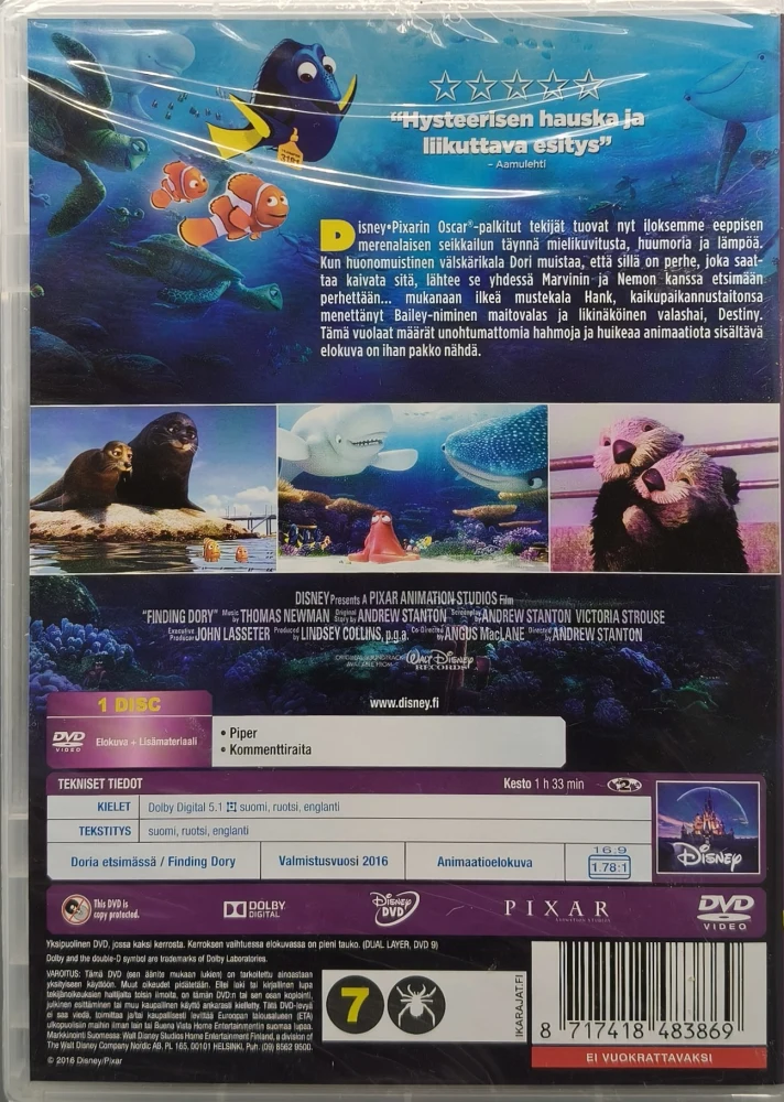 UUSI (DVD) Pixar Klassikko 17: Doria etsimässä (2016)