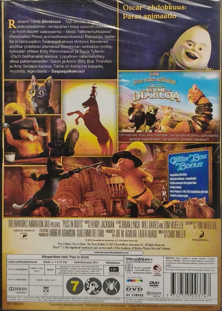 UUSI (DVD) Saapasjalkakissa (2011) PUHUMME SUOMEA