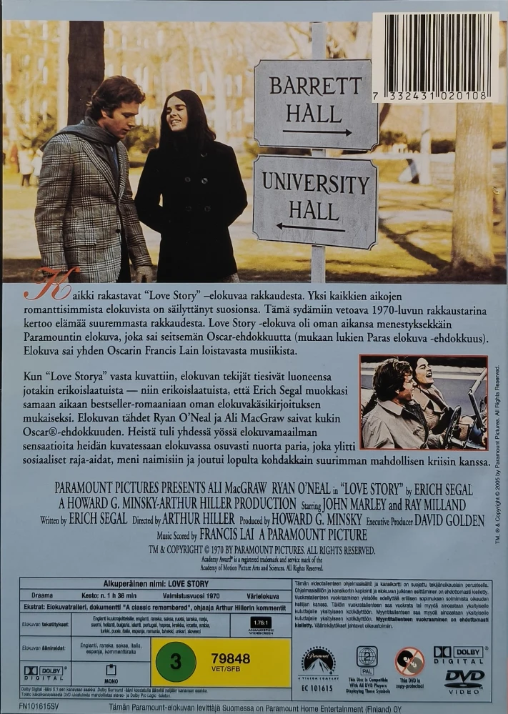 DVD) Ryan O'Neal: Love Story (1970) SUOMIKANNET