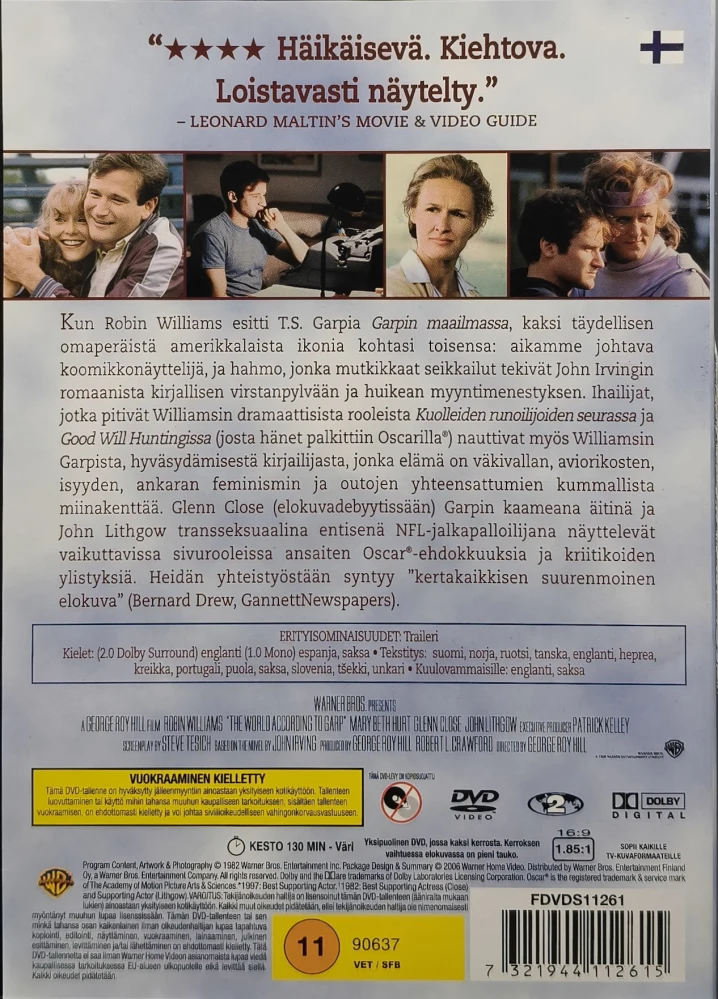 DVD) Robin Williams,: Garpin maailma (1985) SUOMIKANNET