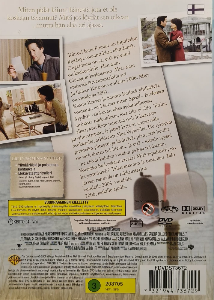 DVD) Keanu Reeves, Sandra Bullock: Talo järven rannalla (2006) SUOMIKANNET
