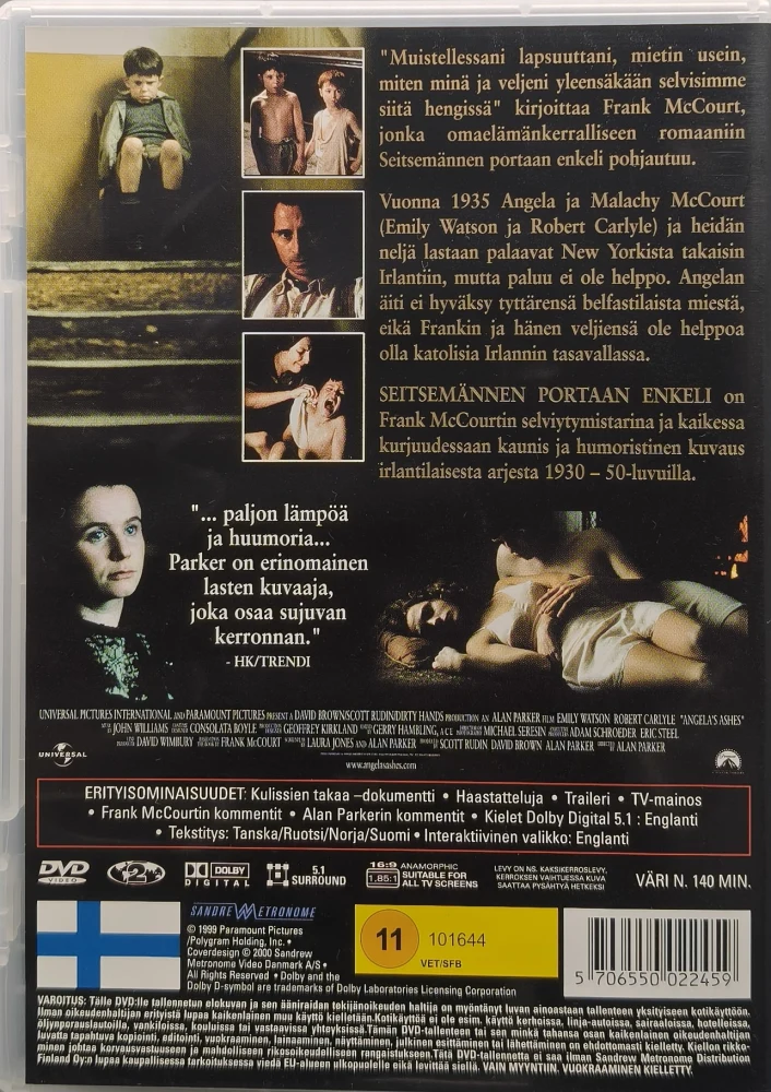 DVD) Alan Parker: Seitsemännen Portaan Enkeli - Angela's Ashes (1999)