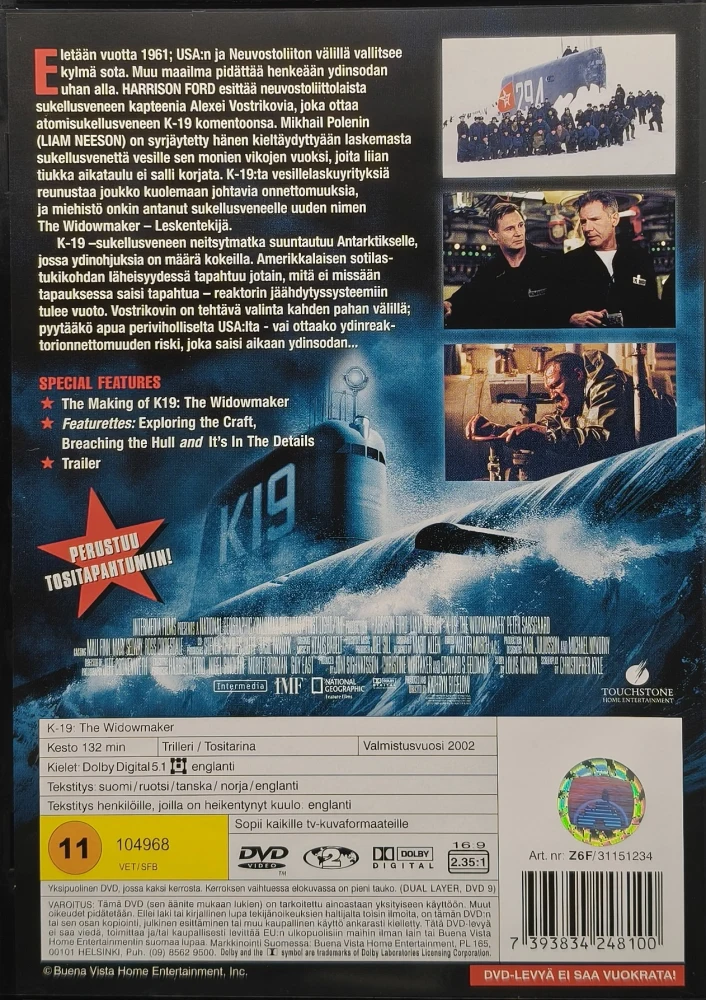 DVD) Harrison Ford, Liam Neeson: K-19: The Widowmaker (2002) SUOMIKANNET