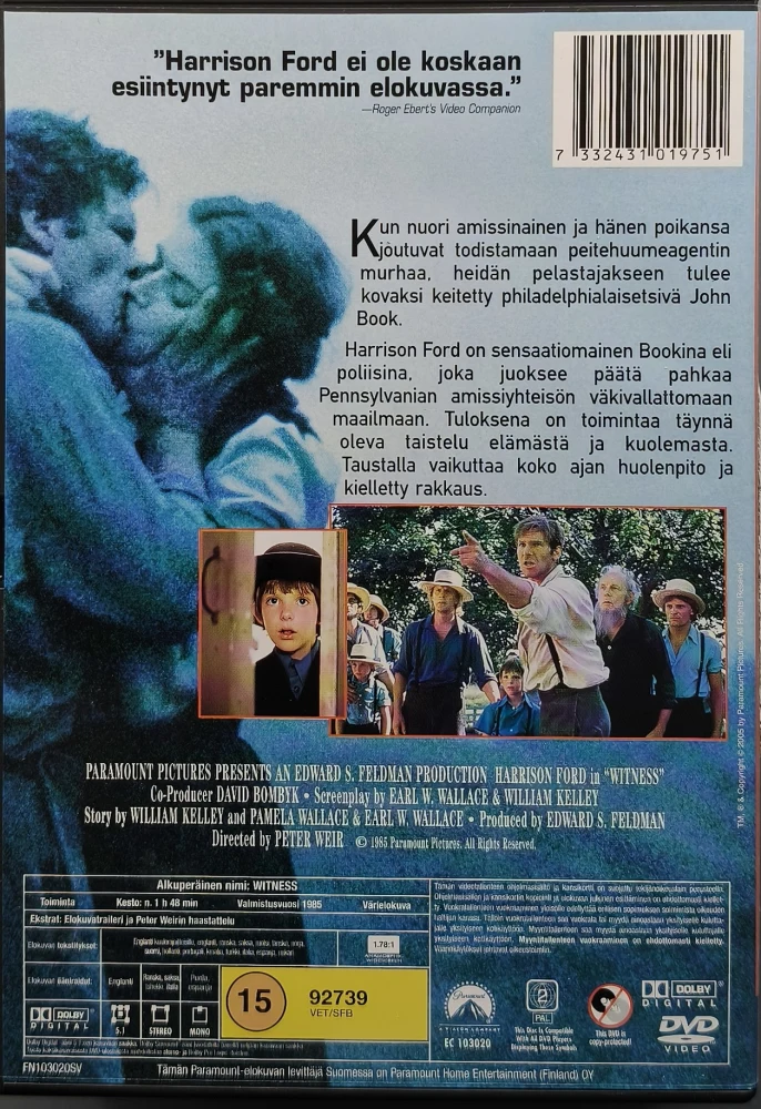 DVD) Harrison Ford: Todistaja - Witness (1985) SUOMIKANNET