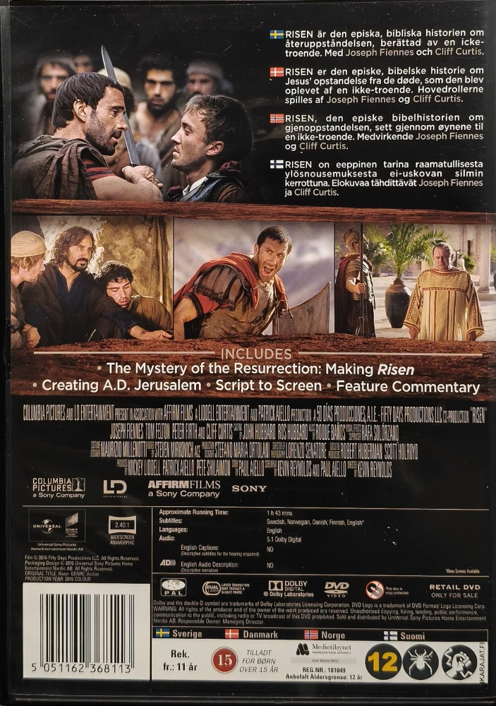 DVD) Risen (2016) Joseph Fiennes