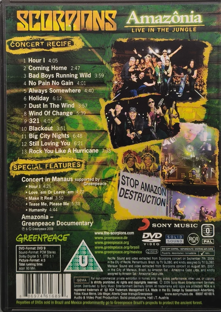DVD) Scorpions – Amazônia - Live In The Jungle (2009)