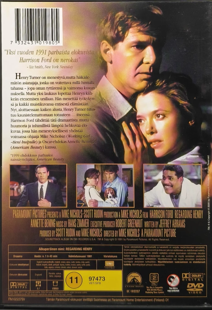 DVD) HARRISON FORD: Tapaus Henry (1991) SUOMIKANNET