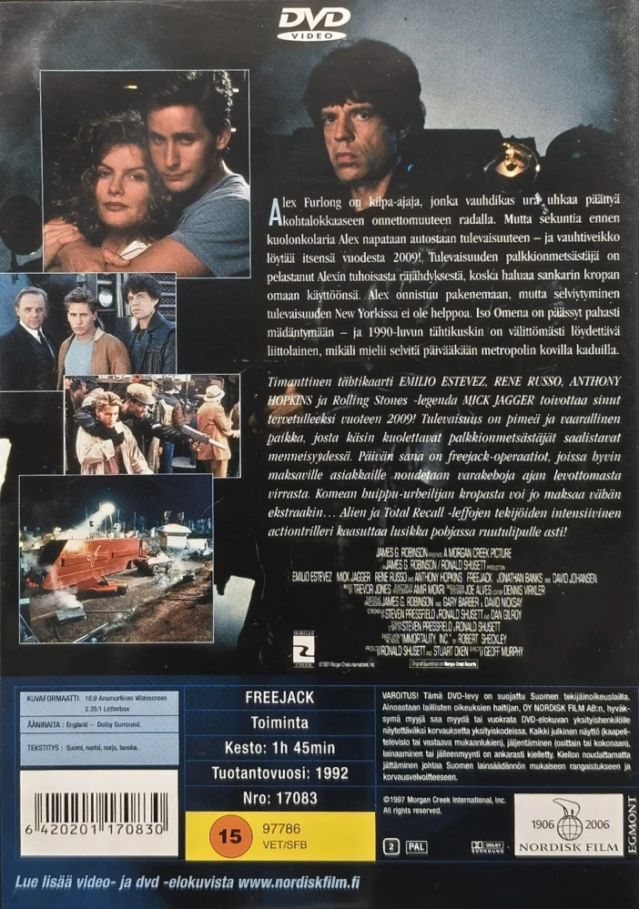DVD) Emilio Estevez, Mick Jagger: Freejack (1992) SUOMIKANNET