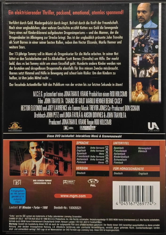 DVD) John Travolta: Chains of Gold - Kultaketjut (1990) SUOMITEKSTIT