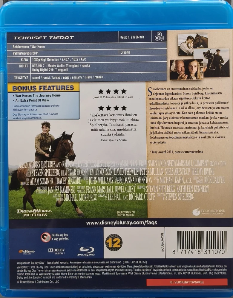 BLU-RAY) Steven Spielberg: Sotahevonen - War Horse (2011) SUOMIKANNET