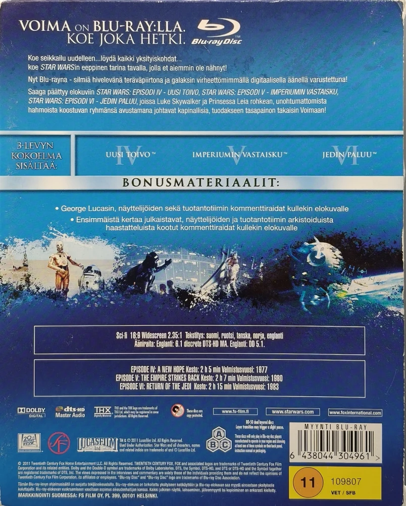 6 BLU-RAY) Star Wars: Episodit I - VI - SUOMIKANNET