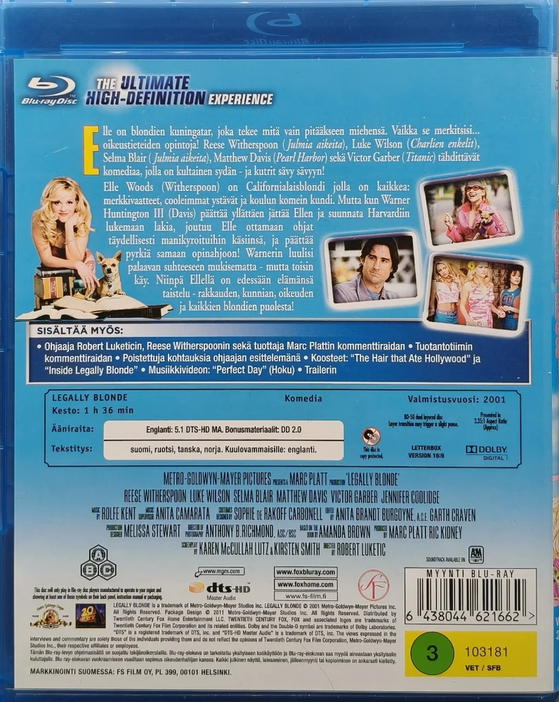 2 BLU-RAY)  Reese Witherspoon: Blondin kosto & Blondin kosto 2 - SUOMIKANNET