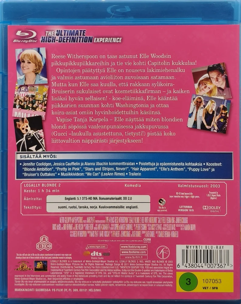 2 BLU-RAY)  Reese Witherspoon: Blondin kosto & Blondin kosto 2 - SUOMIKANNET