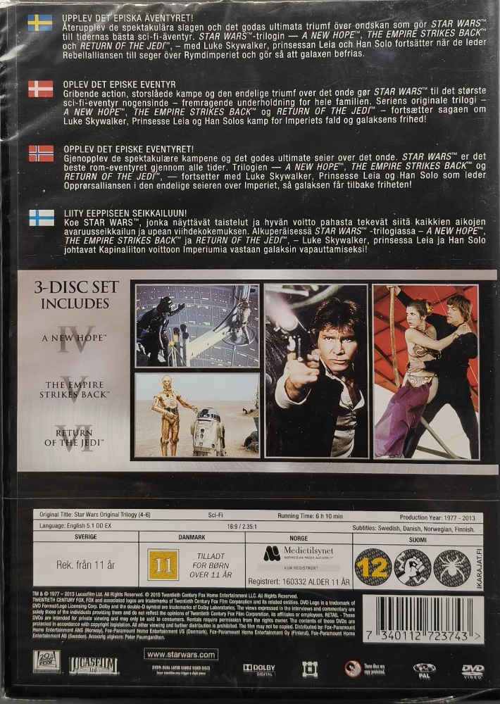 UUSI (3 DVD BOKSI) Star Wars: Episodi IV - VI - (4-6)
