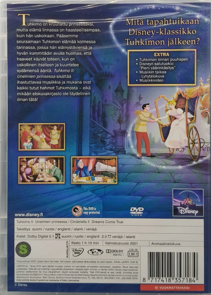 UUSI (DVD) DISNEY: Tuhkimo II (2) - Unelmien prinsessa (2001)