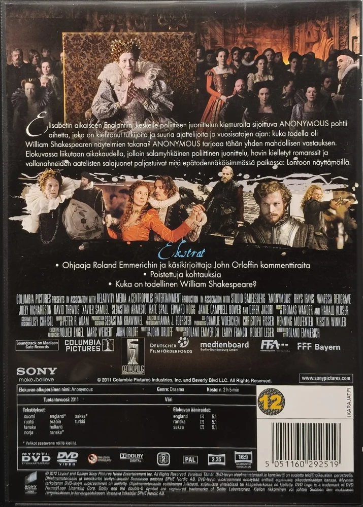 DVD) Anonymous - Tuntematon (2011) SUOMIKANNET