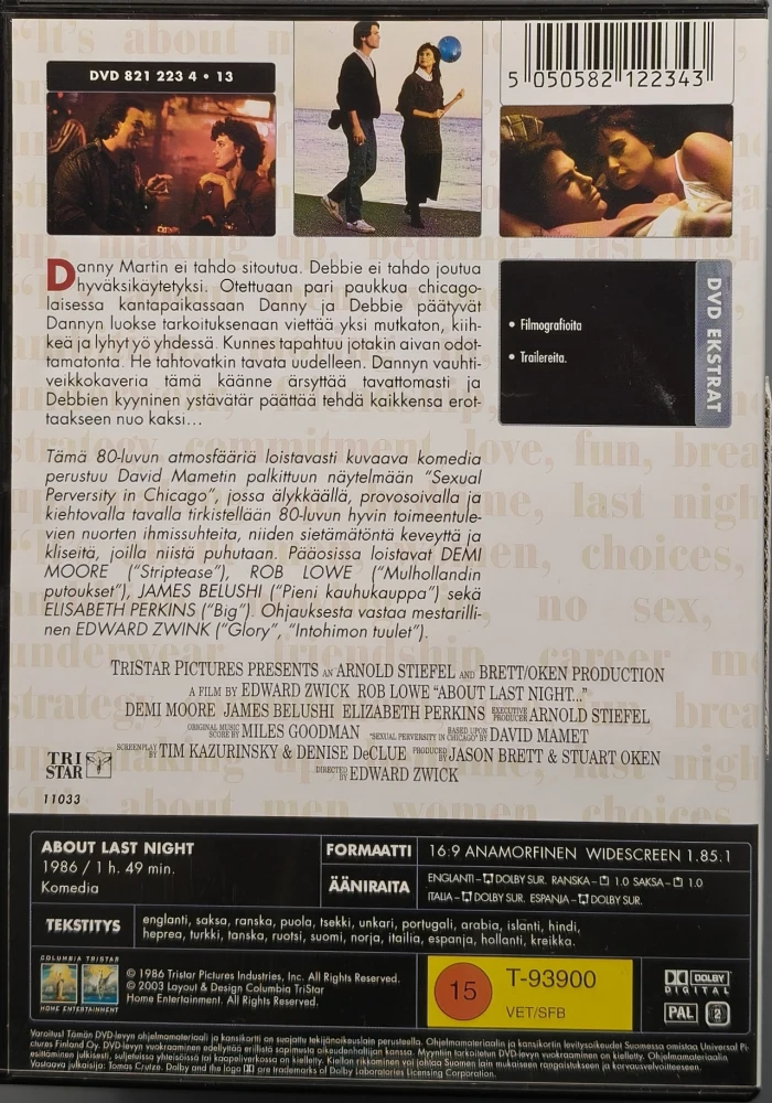 DVD) Rob Love, Demi Moore: Muuten, se viimeöinen - About Last Night (1986)