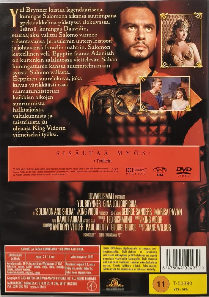 DVD) Yul Brynner; Salomo ja Saban kuningatar (1959) SUOMIKANNET