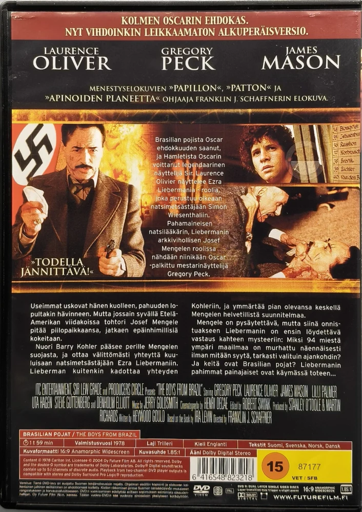 DVD) Gregory Peck: Brasilian Pojat (1978) SUOMIKANNET