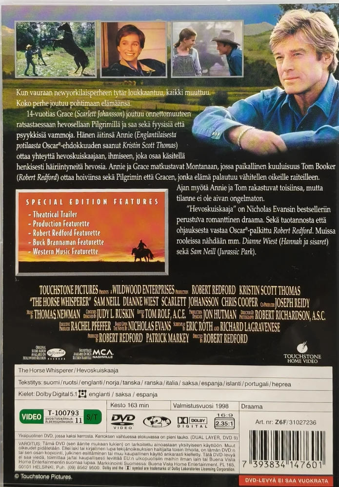 DVD) Robert Redford: Hevoskuiskaaja (1998) SUOMIKANNET
