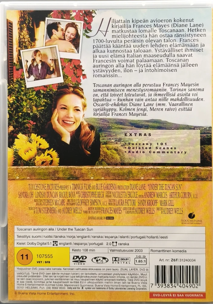 DVD) Diane Lane: Toscanan Auringon Alla (2003) SUOMIKANNET