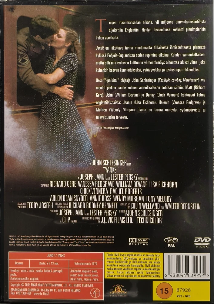DVD) Richard Gere: Jenkit - Yanks (1979) SUOMIKANNET