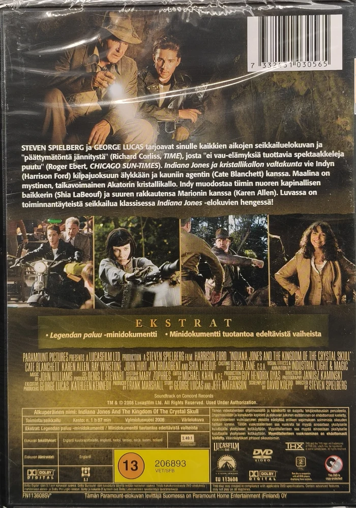 UUSI (DVD) HARRISON FORD: Indiana Jones ja kristallikallon valtakunta (2008)