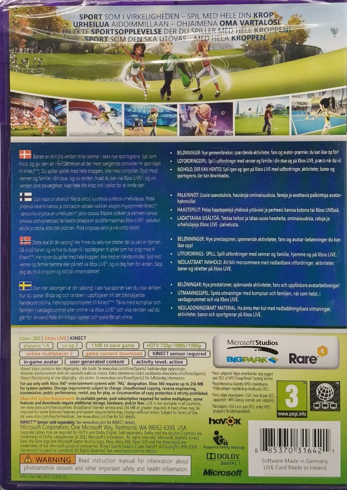 UUSI (Xbox 360 Kinect) Sports Season Two