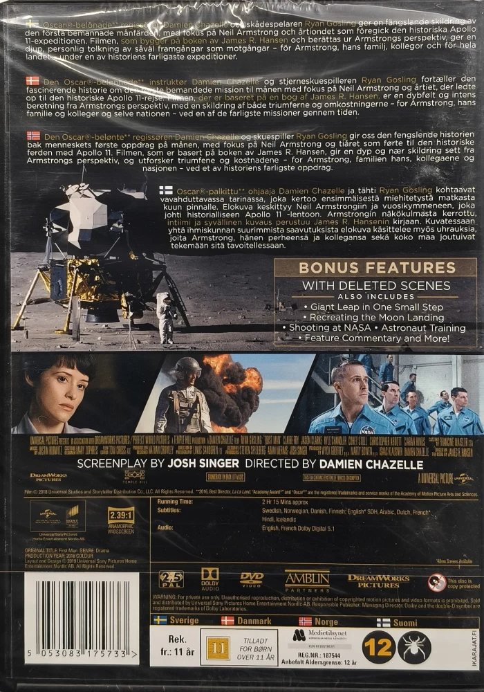 UUSI (DVD) Ryan Gosling: First Man (2018) SUOMITEKSTIT