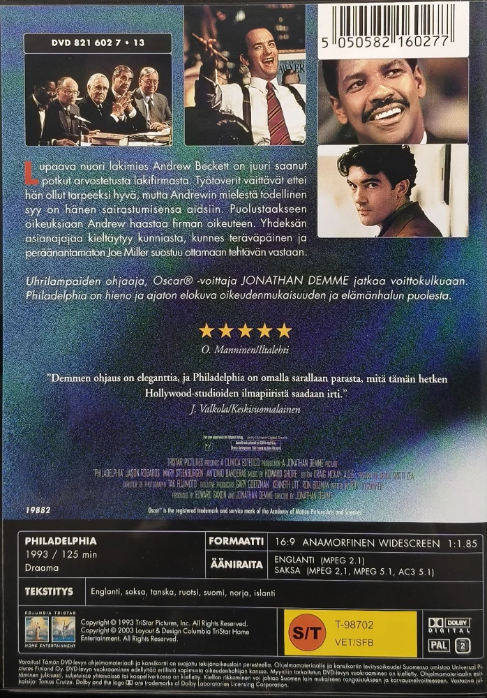 DVD) Tom Hanks: Philadelphia (1993) SUOMIKANNET