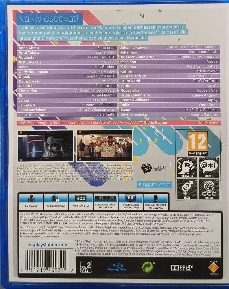 PS4) Singstar SuomiBileet