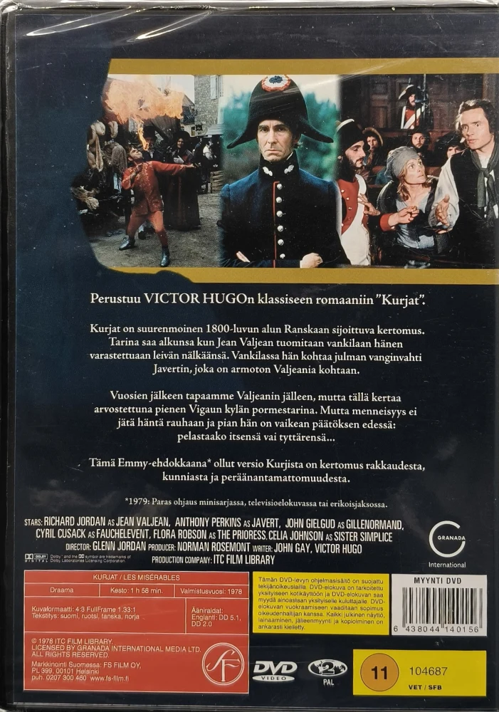 UUSI (DVD) Anthony Perkins: KURJAT - Les Miserables (1978) SUOMIKANNET