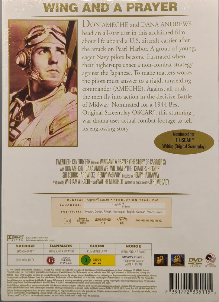 UUSI (DVD) Wing and a Prayer - Kummituslaiva (1944)
