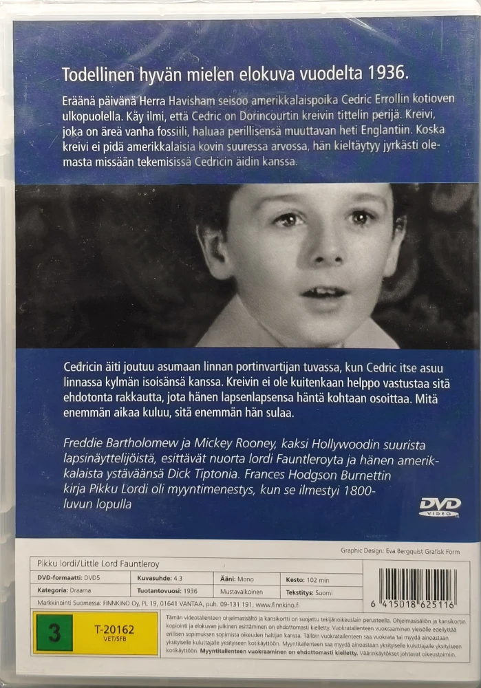 UUSI (DVD) Pikku Lordi Fauntleroy (1936)