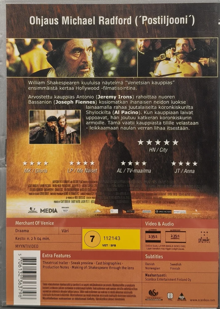 DVD) Al Pacino: Venetsian Kauppias - Merchant of Venice (2004) SUOMIKANNET