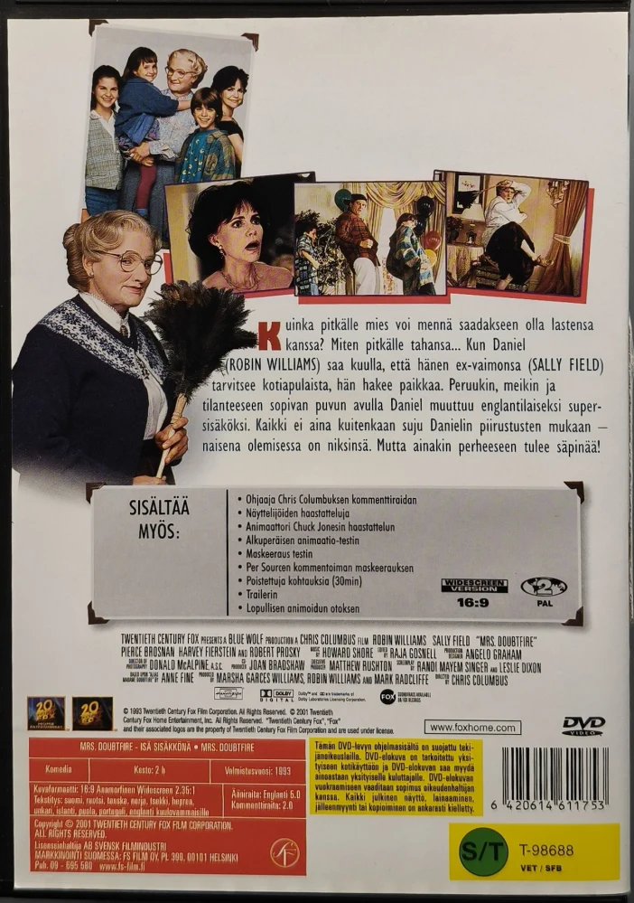 DVD) Robin Williams: Mrs. Doubtfire - isä sisäkkönä (1993) SUOMIKANNET
