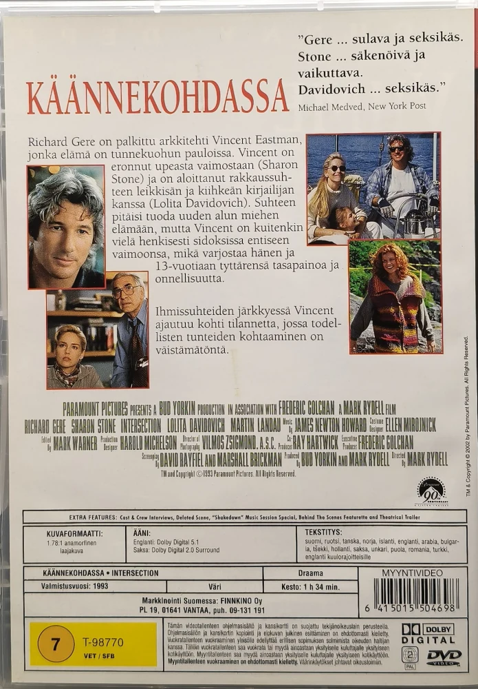 DVD) Richard Gere, Sharon Stone: Käännekohdassa (1993) SUOMIKANNET