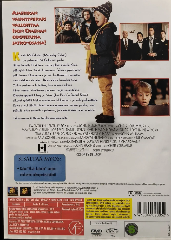 DVD) Yksin kotona 2: Eksynyt New Yorkissa (1992) SUOMIKANNET