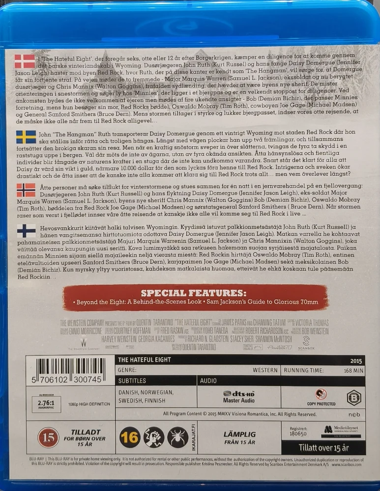 2 BLU-RAY) Quentin Tarantino: THE HATEFUL EIGHT (2015)