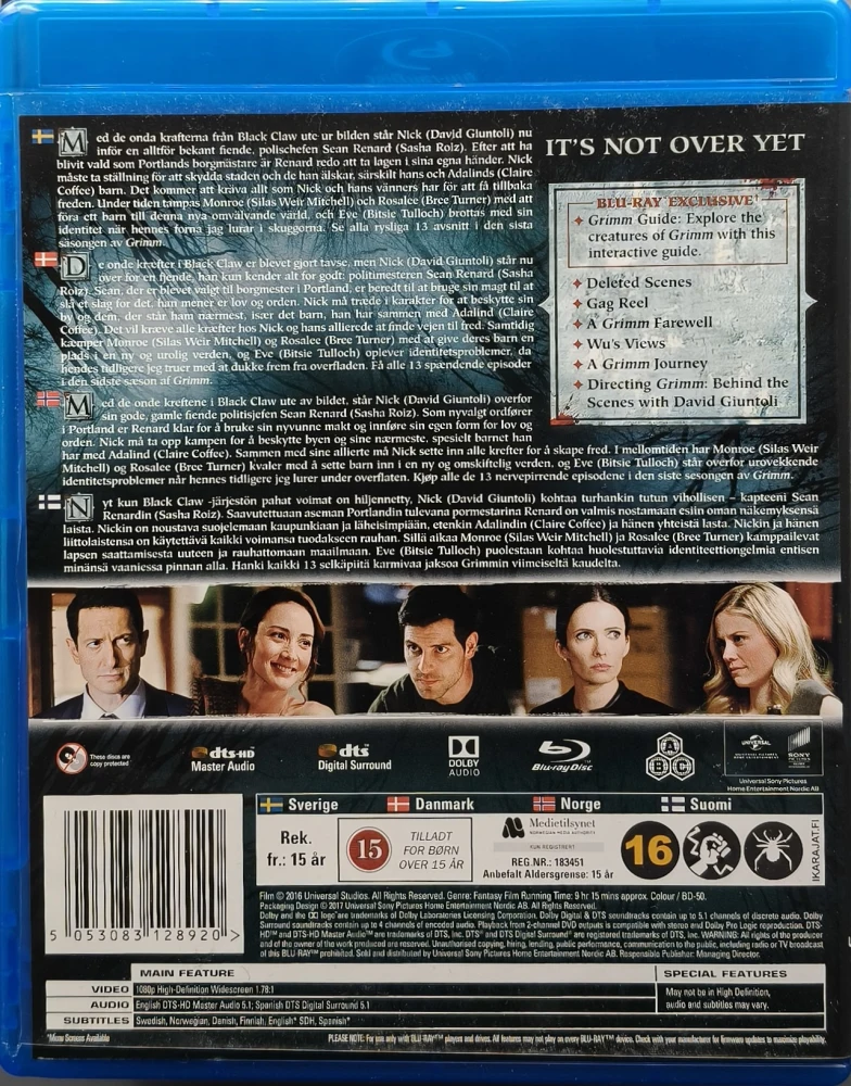 3 BLU-RAY) Grimm: Kausi 6 (2017) SUOMITEKSTIT