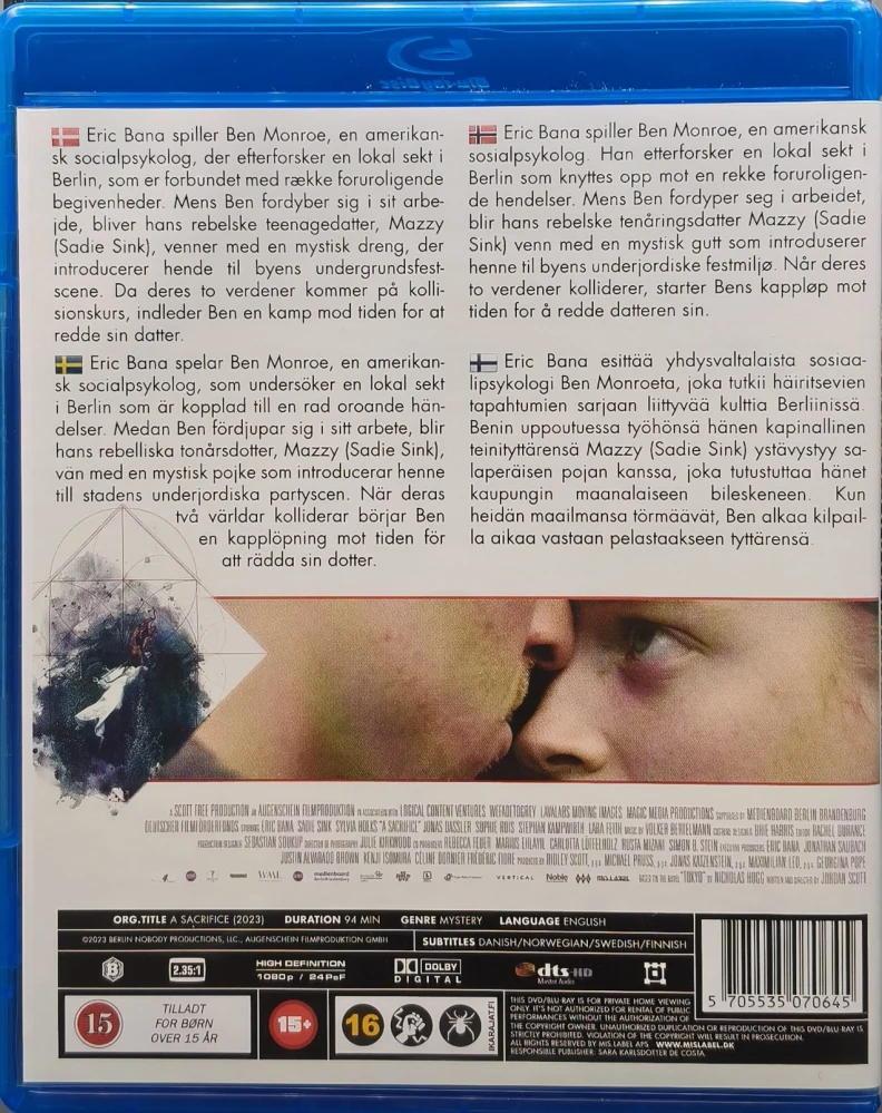BLU-RAY) A Sacrifice (2023) Eric Bana, Sadie Sink, Sylvia Hoeks,