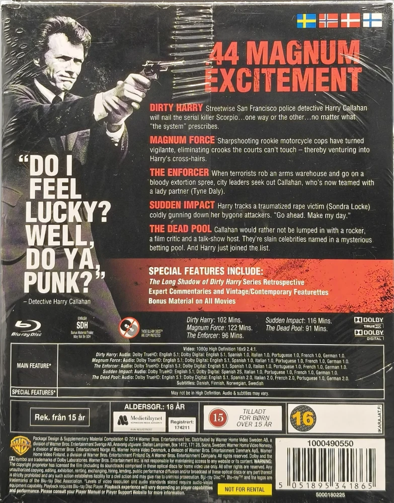 UUSI (5 BLU-RAY) Likainen Harry - Dirty Harry Collection - Kokoelma (1971 - 1988)
