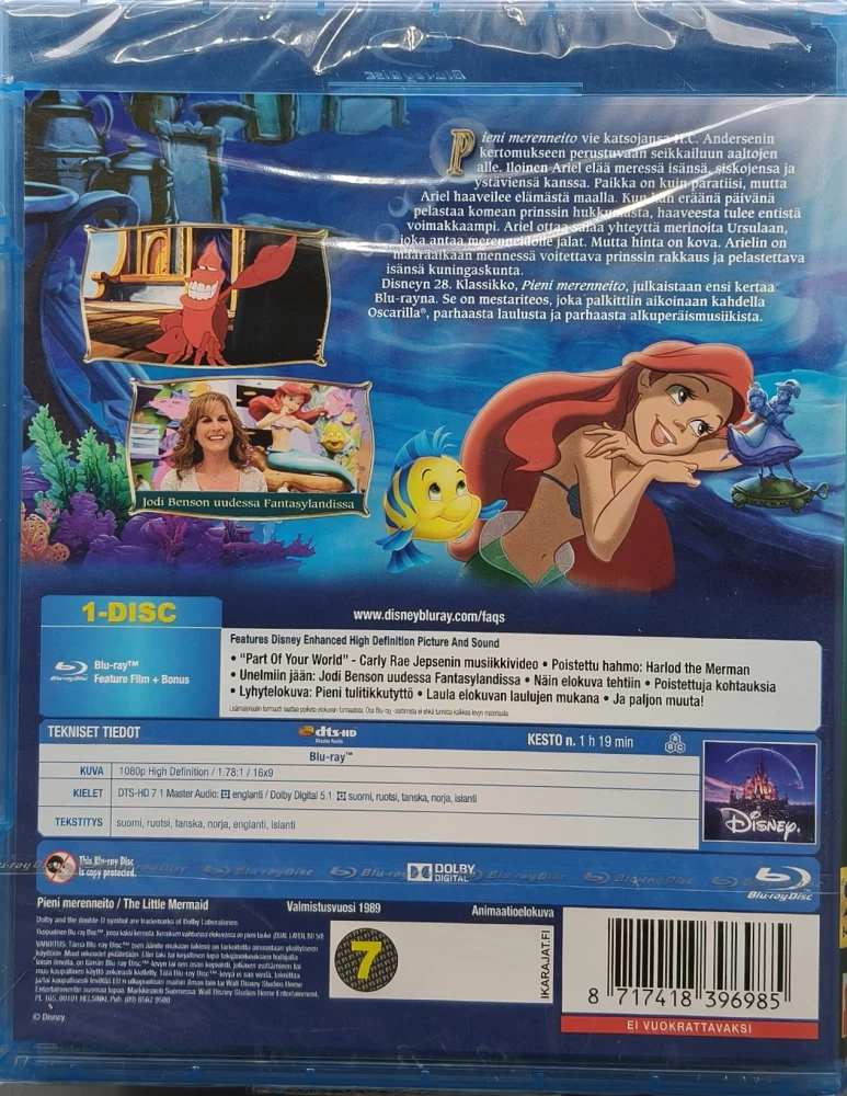 UUSI (BLU-RAY) Pieni merenneito - Disneyn klassikko 28. (1989)