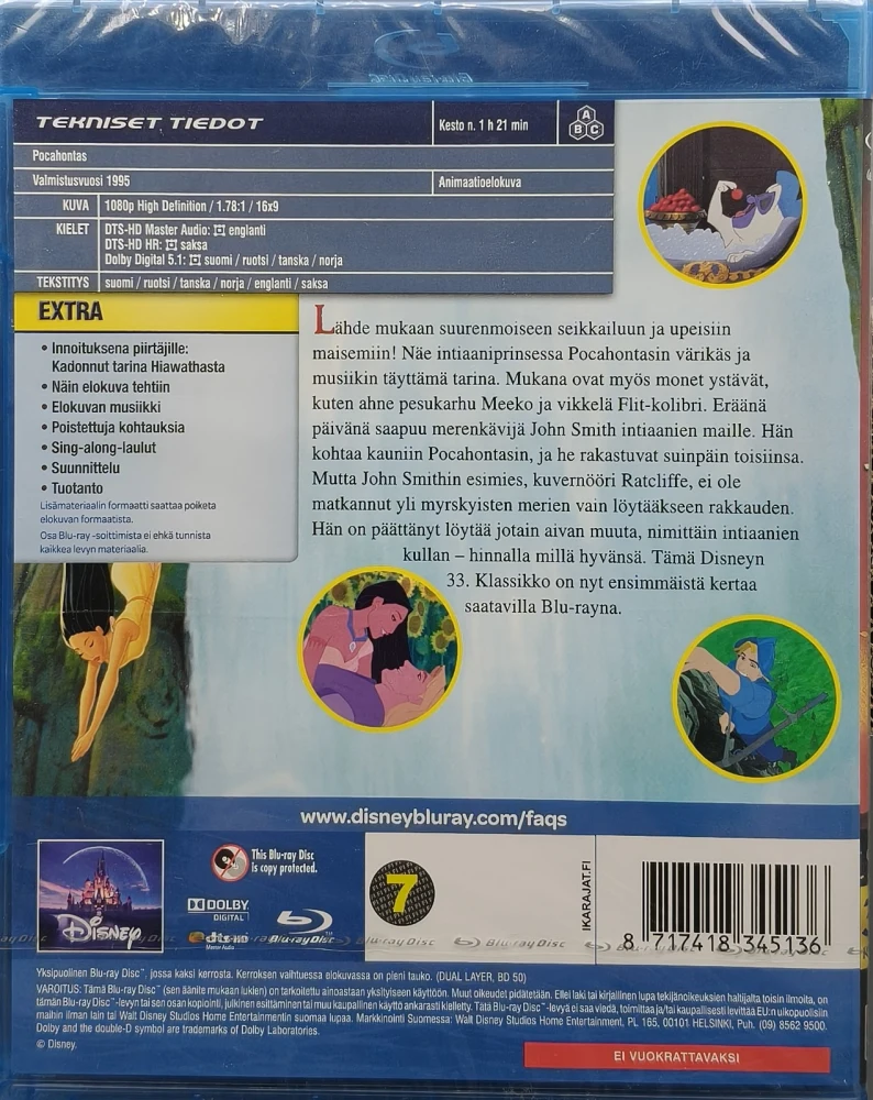 UUSI (BLU-RAY) Disney Klassikko 33: Pocahontas (1995) SUOMIKANNET