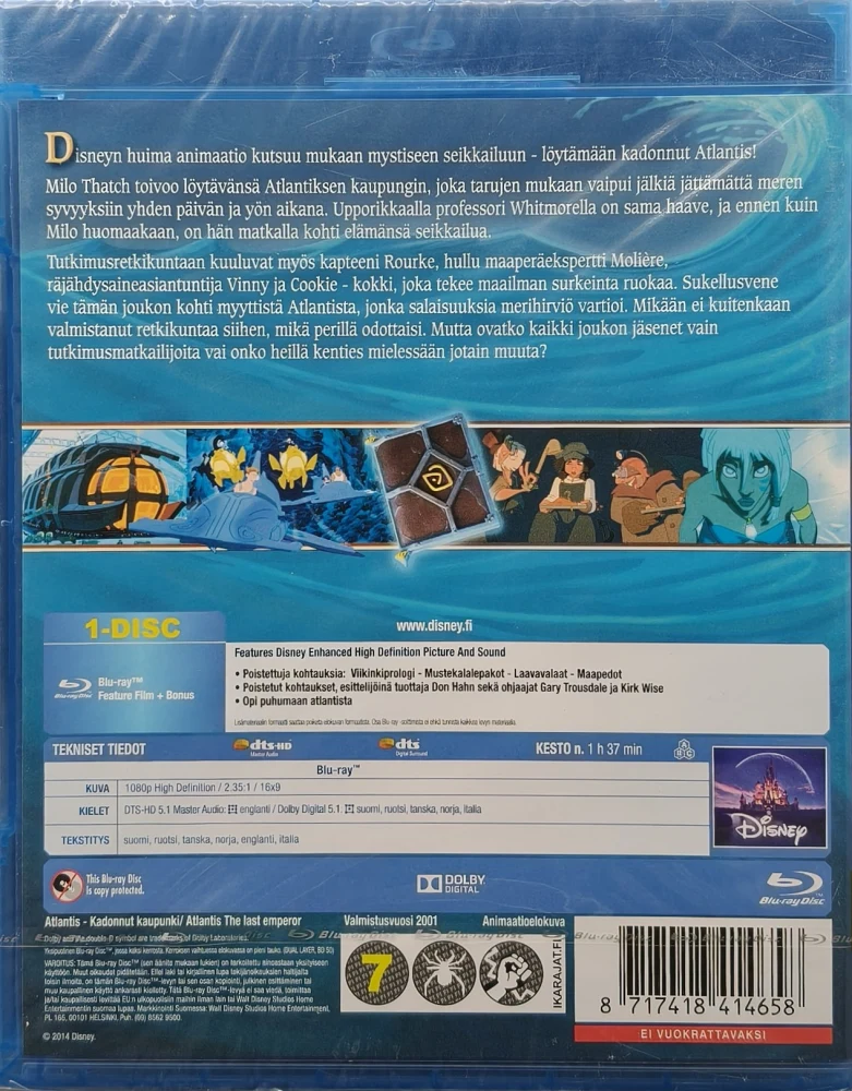 UUSI (BLU-RAY) Atlantis - Kadonnut Kaupunki - Disney Klassikko 40. (2001)