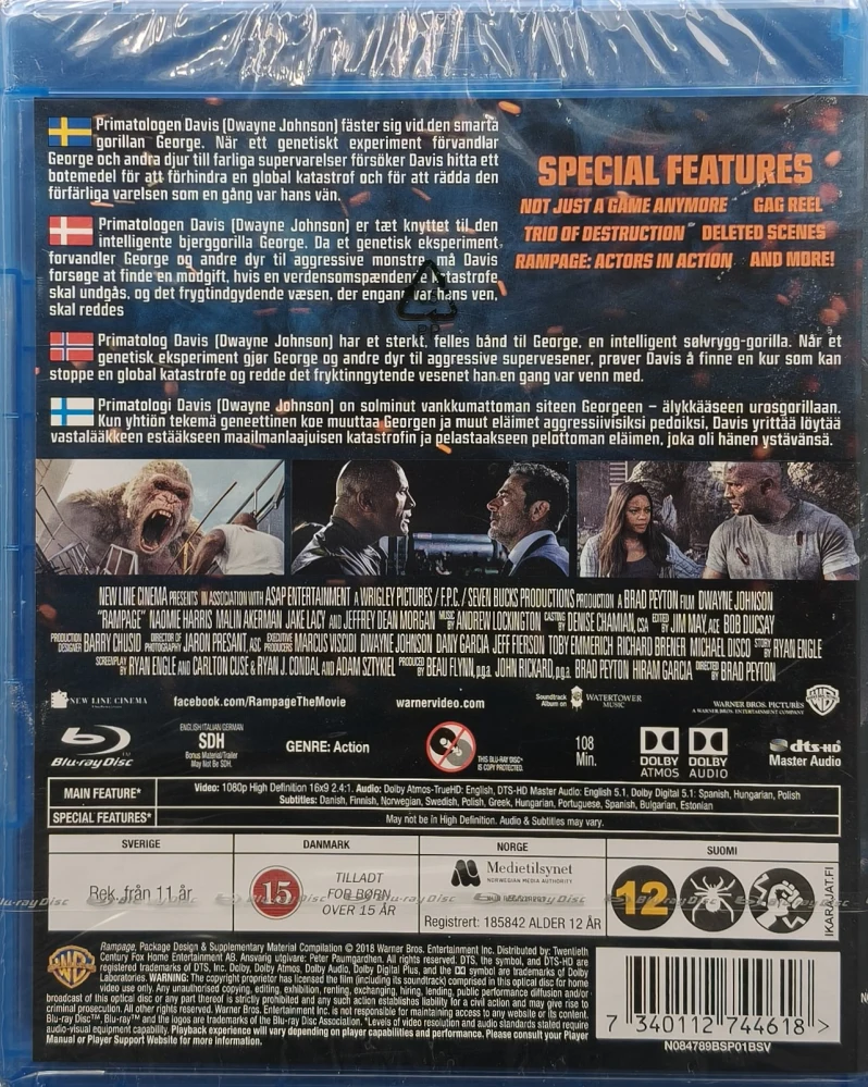 UUSI (BLU-RAY)  Dwayne Johnson: Rampage - Big Meets Bigger (2018)