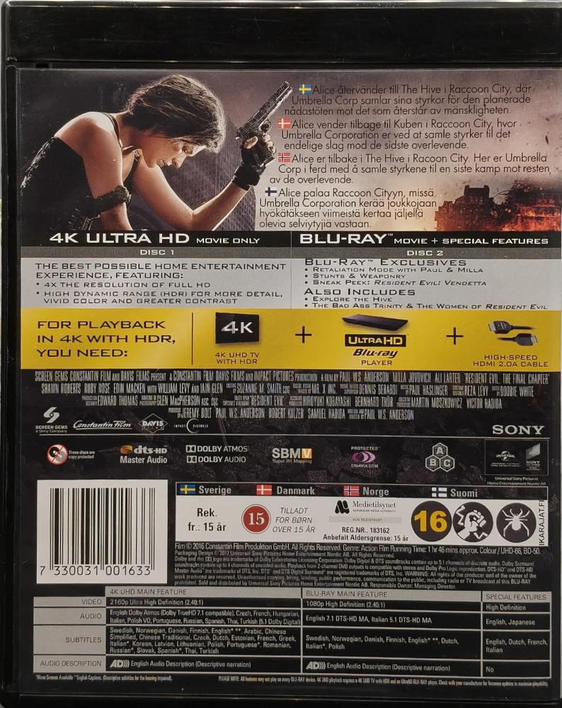 4K ULTRA HD + BLU-RAY) Resident Evil: The Final Chapter (2016)